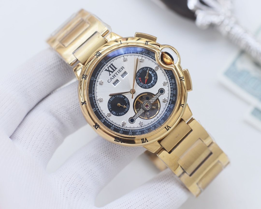 Cartier Gold White Dial Bracelet Watch — hero