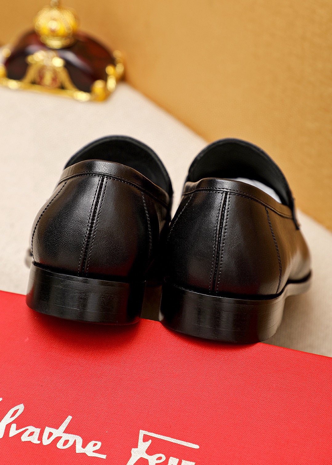 Ferragamo Black Buckle Loafers — back