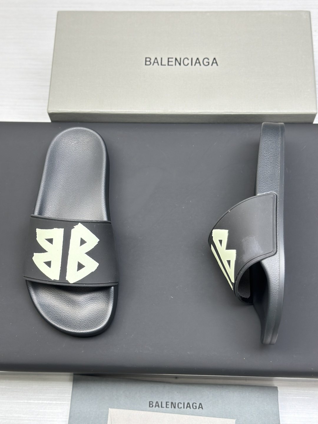 Balenciaga Logo Slide Sandals — front