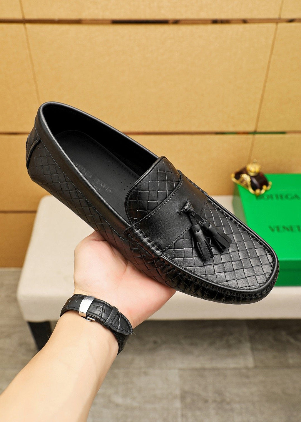 Bottega Veneta Black Tassel Loafers — model