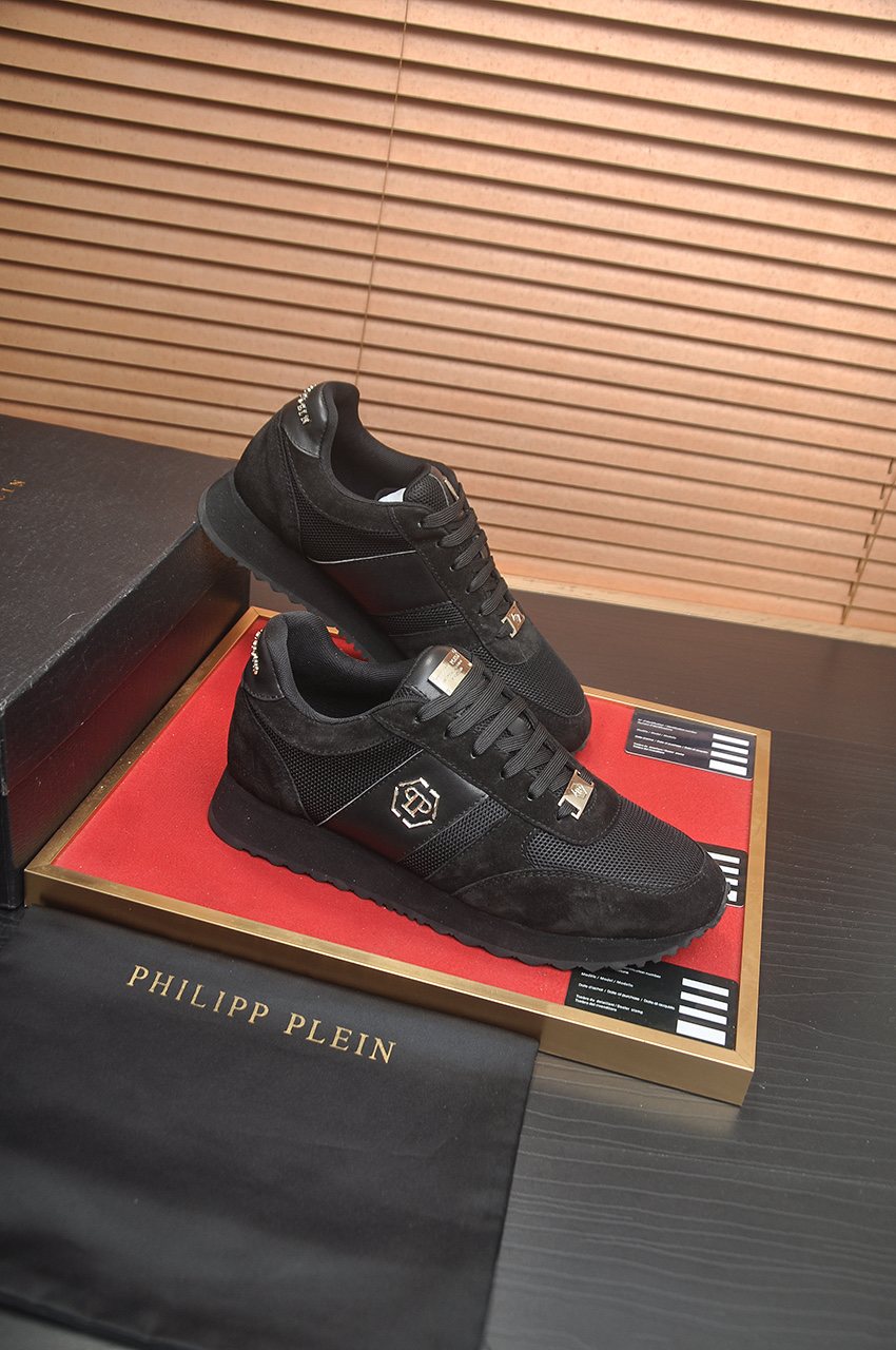Philipp Plein White and Light-Gray Low-Top Sneakers — side