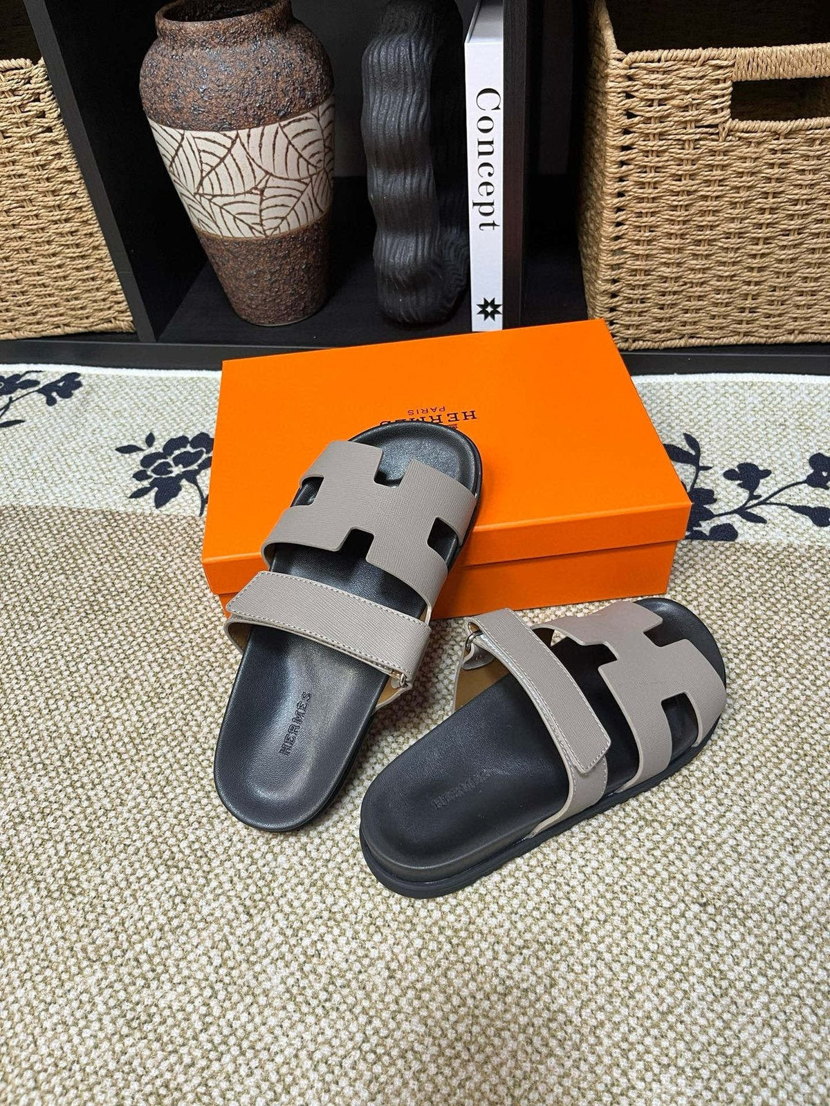 Hermes Kazimir Cutout Slide Sandals — front