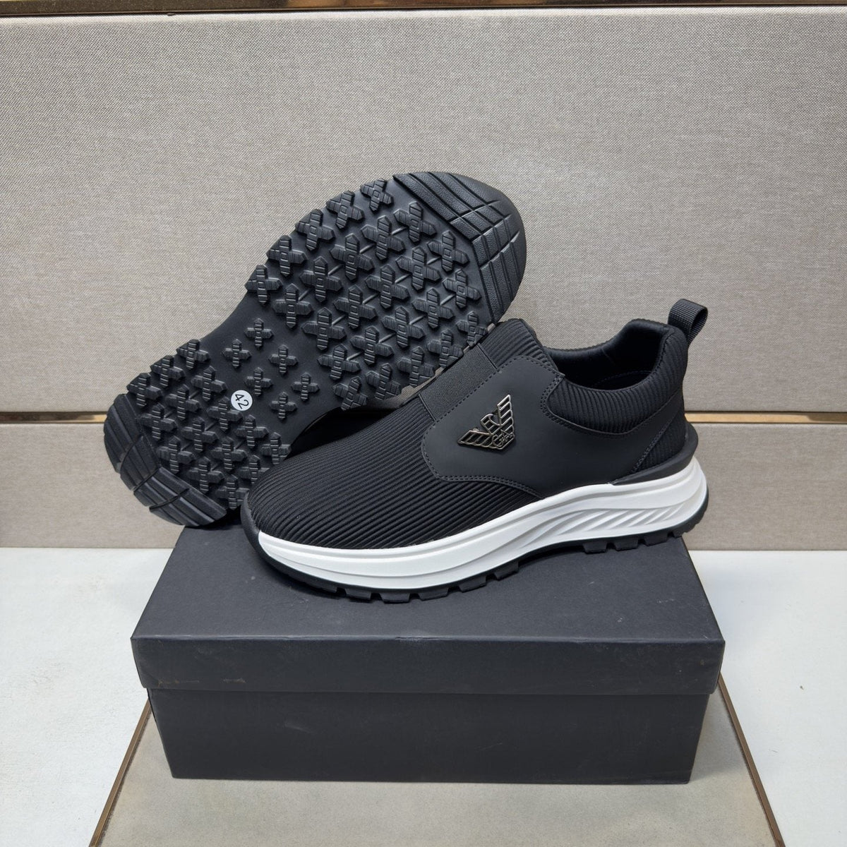 Armani Black Slip-On Sneakers — back
