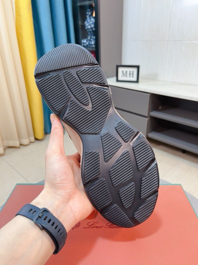 Loro Piana Mesh Lace-Up Sneakers — side
