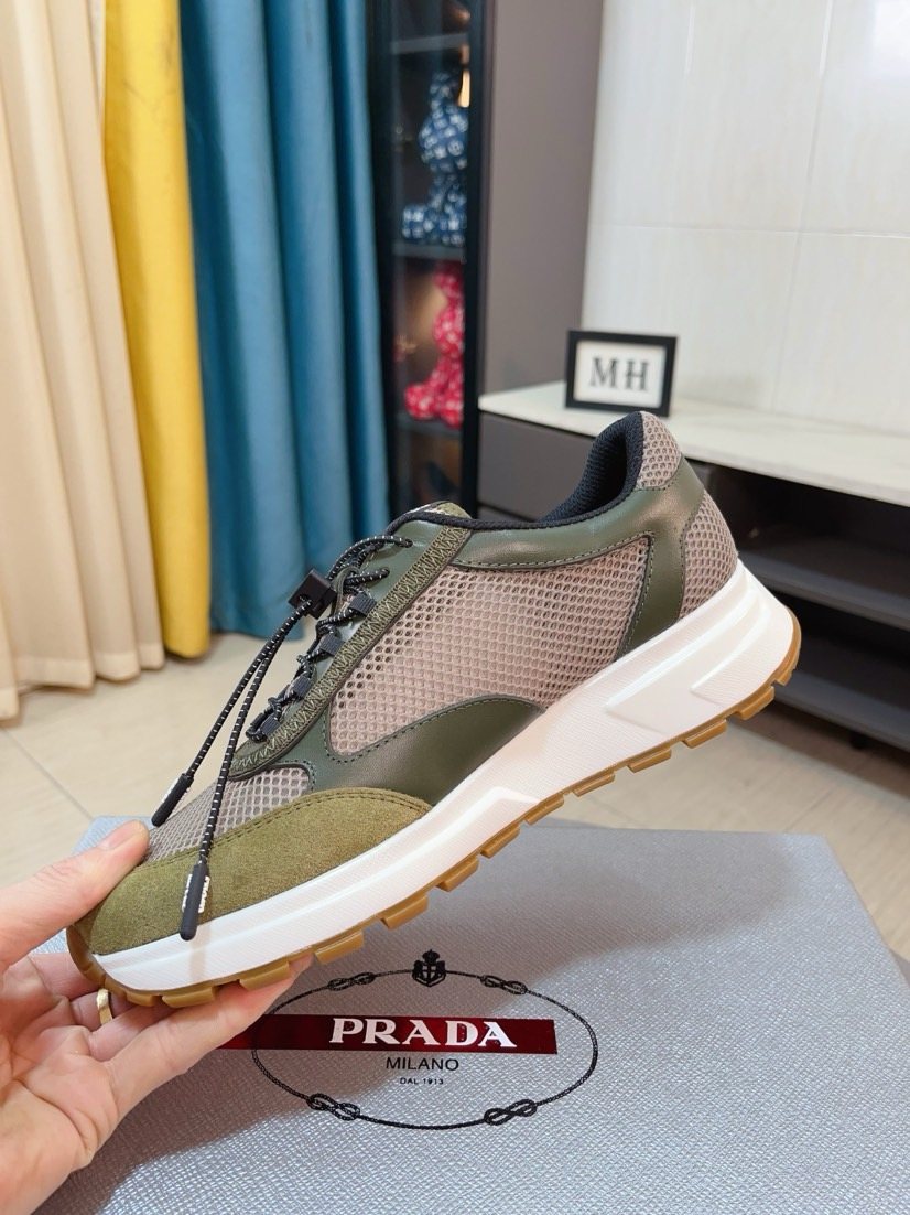 Prada Men's Mesh Lace-Up Sneakers — model