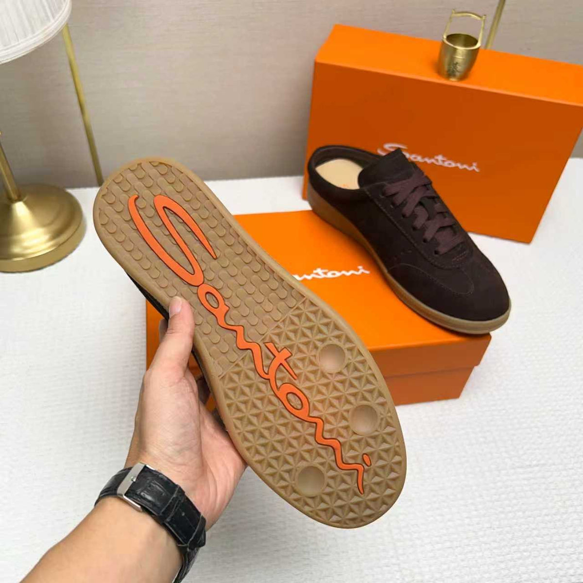 Santoni Perforated Low-Top Sneakers — side
