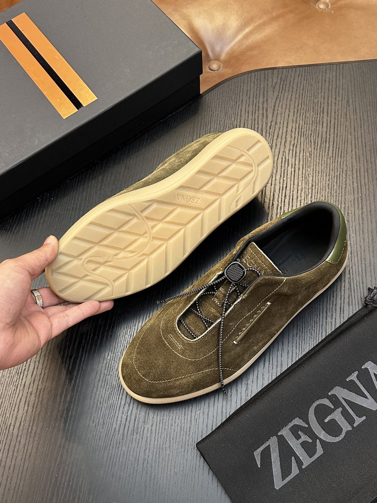 Zegna Triple Stitch Low-Top Sneakers — back