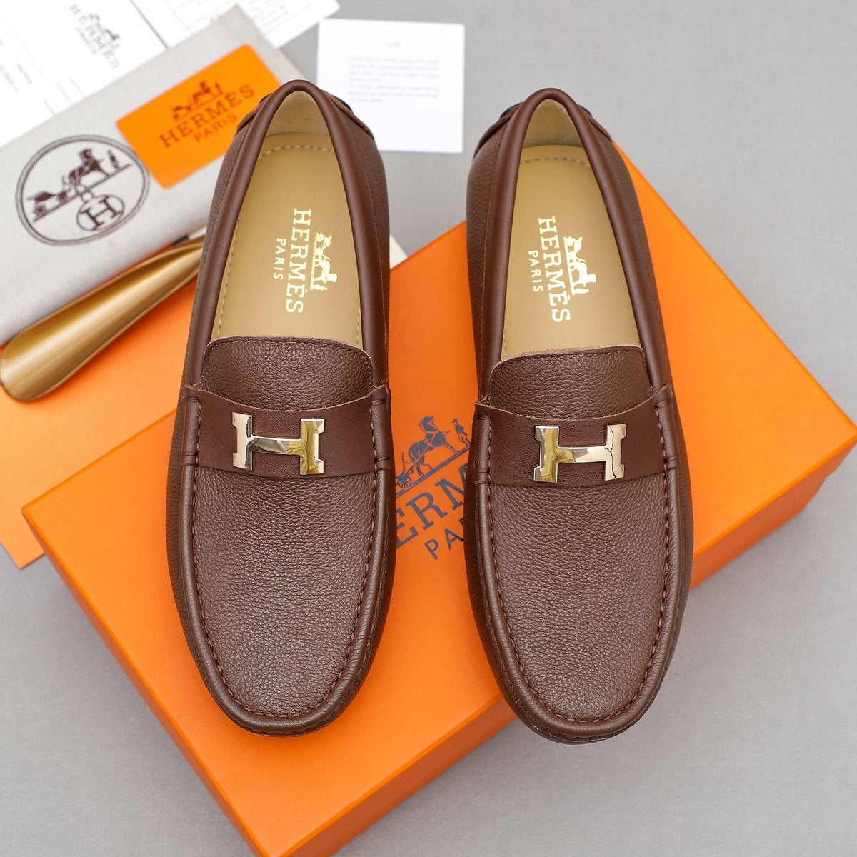 Hermès H-Hardware Slip-On Loafers — front