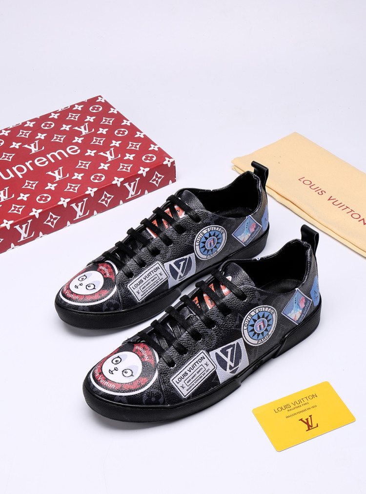Louis Vuitton Black Graphic Low-Top Sneakers — hero